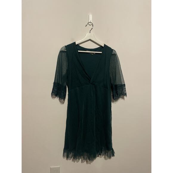 ASOS Green Mini Skater Dress with Lace. Size 8. Christmas Holiday - Picture 2 of 5